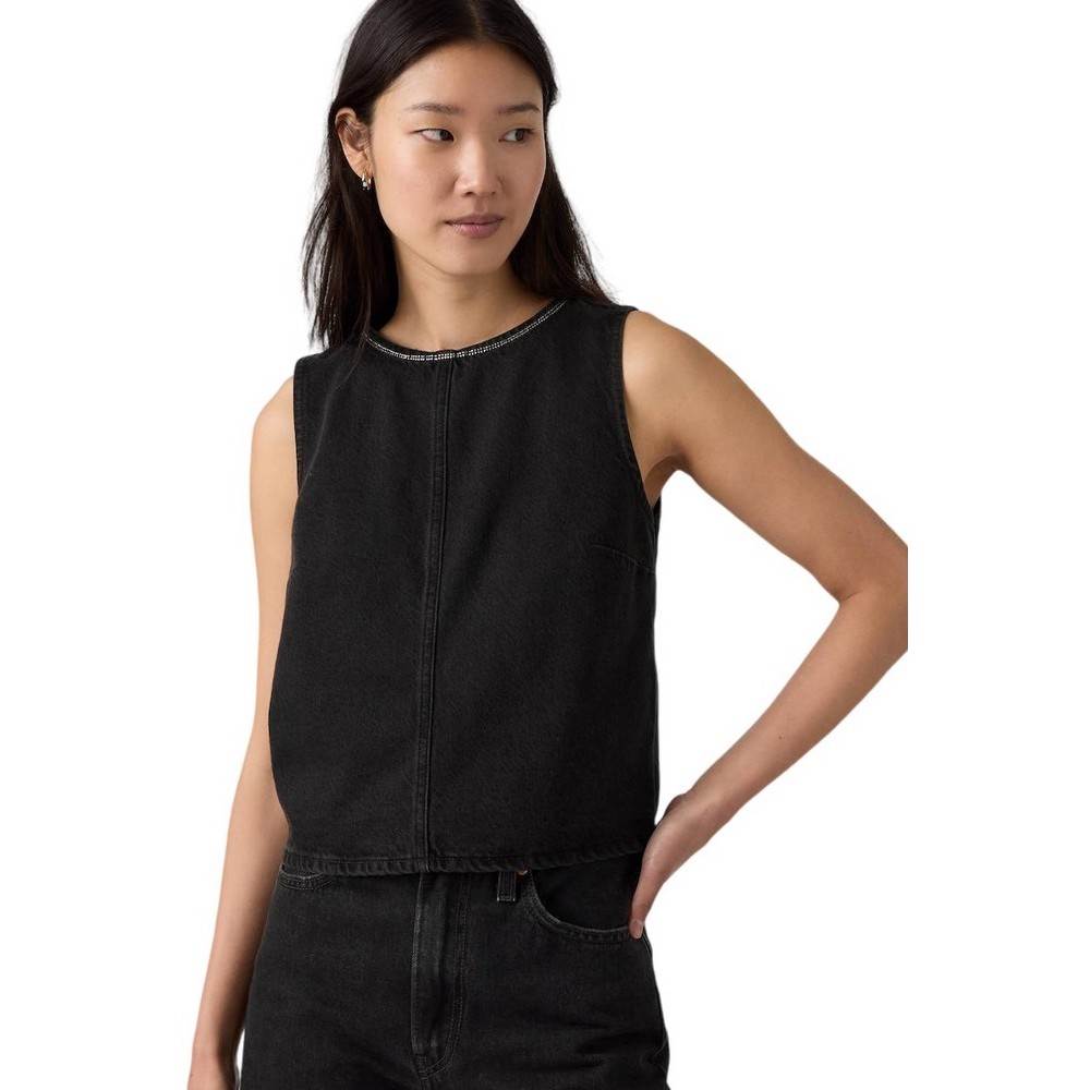 LEVIS RHINESTONE DENIM SHELL WORN IN ΤΟΠ ΜΠΛΟΥΖΑ ΓΥΝΑΙΚΕΙΑ DENIM BLACK