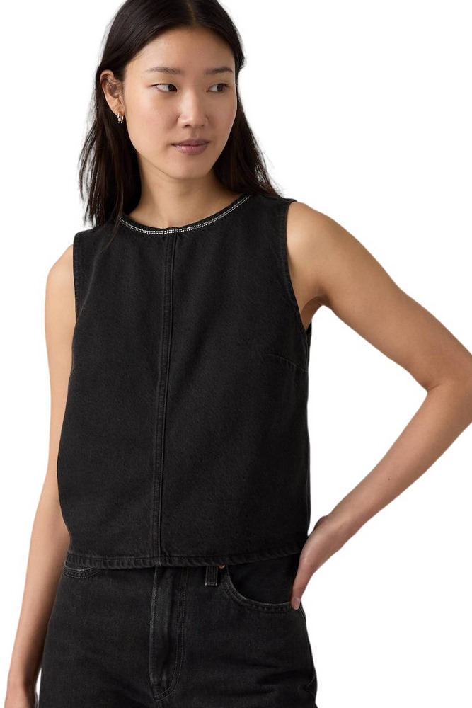 LEVIS RHINESTONE DENIM SHELL WORN IN ΤΟΠ ΜΠΛΟΥΖΑ ΓΥΝΑΙΚΕΙΑ DENIM BLACK