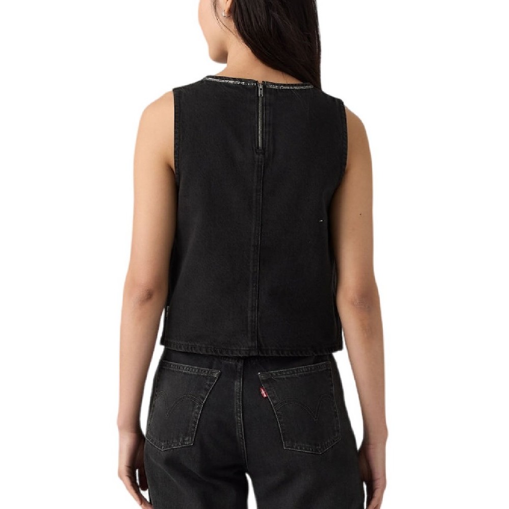 LEVIS RHINESTONE DENIM SHELL WORN IN ΤΟΠ ΜΠΛΟΥΖΑ ΓΥΝΑΙΚΕΙΑ DENIM BLACK