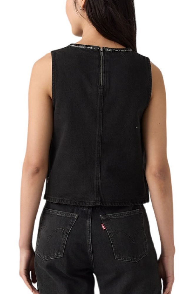LEVIS RHINESTONE DENIM SHELL WORN IN ΤΟΠ ΜΠΛΟΥΖΑ ΓΥΝΑΙΚΕΙΑ DENIM BLACK