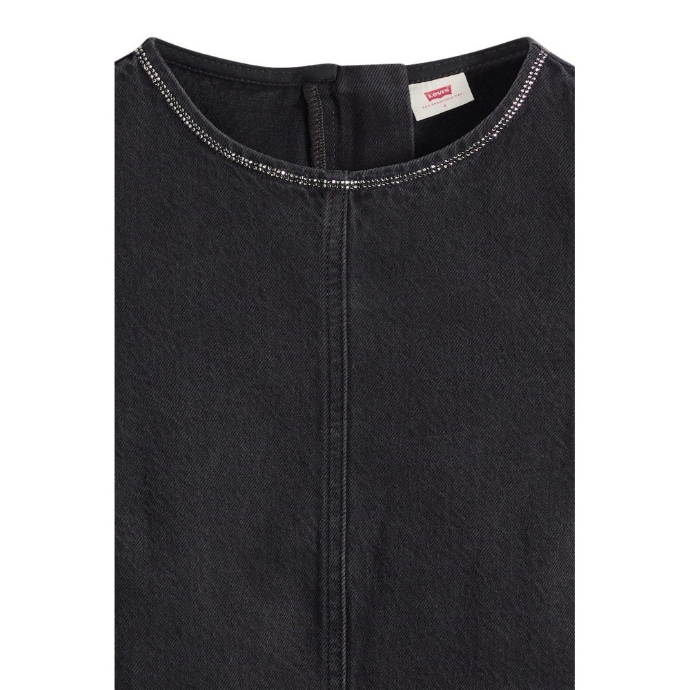 LEVIS RHINESTONE DENIM SHELL WORN IN ΤΟΠ ΜΠΛΟΥΖΑ ΓΥΝΑΙΚΕΙΑ DENIM BLACK
