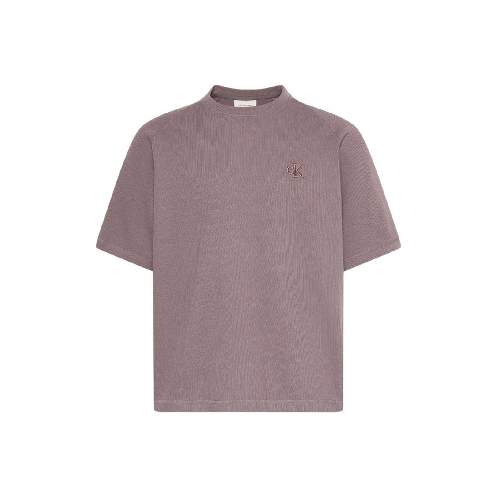 CALVIN KLEIN JEANS COZY FLATBACK RIB SS RELAXED TEE T-SHIRT ΜΠΛΟΥΖΑ ΑΝΔΡΙΚΗ TAUPE