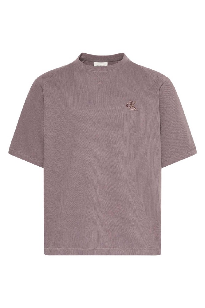 CALVIN KLEIN JEANS COZY FLATBACK RIB SS RELAXED TEE T-SHIRT ΜΠΛΟΥΖΑ ΑΝΔΡΙΚΗ TAUPE