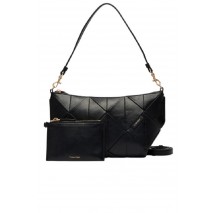 CALVIN KLEIN WOVEN SHOULDER BAG ΤΣΑΝΤΑ ΓΥΝΑΙΚΕΙΑ BLACK