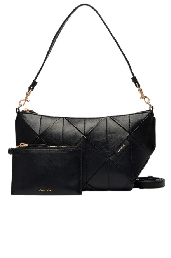 CALVIN KLEIN WOVEN SHOULDER BAG ΤΣΑΝΤΑ ΓΥΝΑΙΚΕΙΑ BLACK