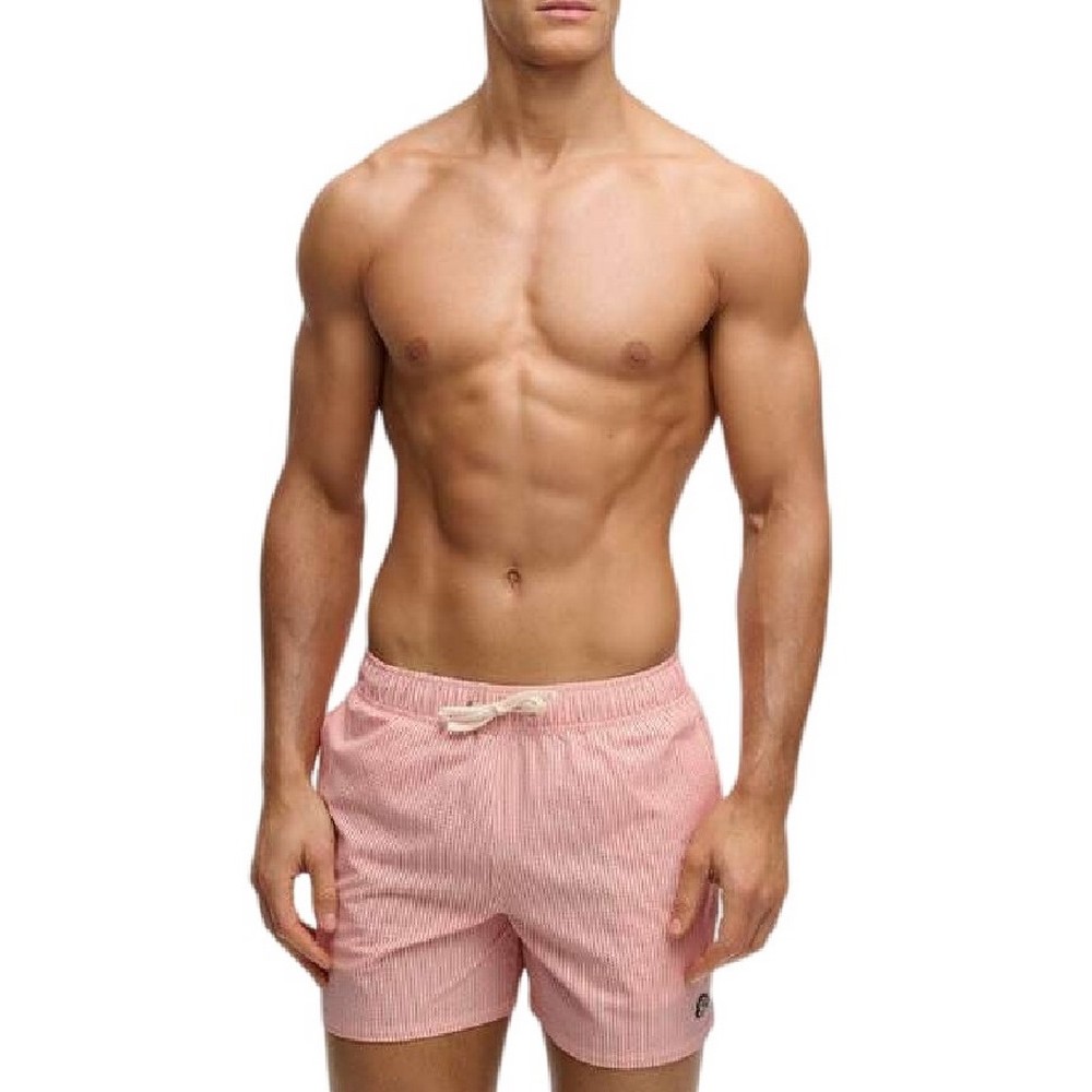 SUPERDRY D4 STUD SEER SUCKER 15 SWIM SHORT ΜΑΓΙΟ ΑΝΔΡΙΚΟ RED