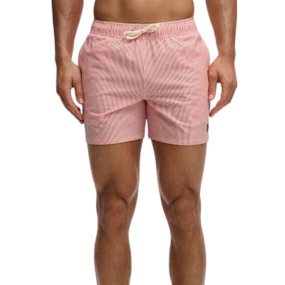 SUPERDRY D4 STUD SEER SUCKER 15 SWIM SHORT ΜΑΓΙΟ ΑΝΔΡΙΚΟ RED