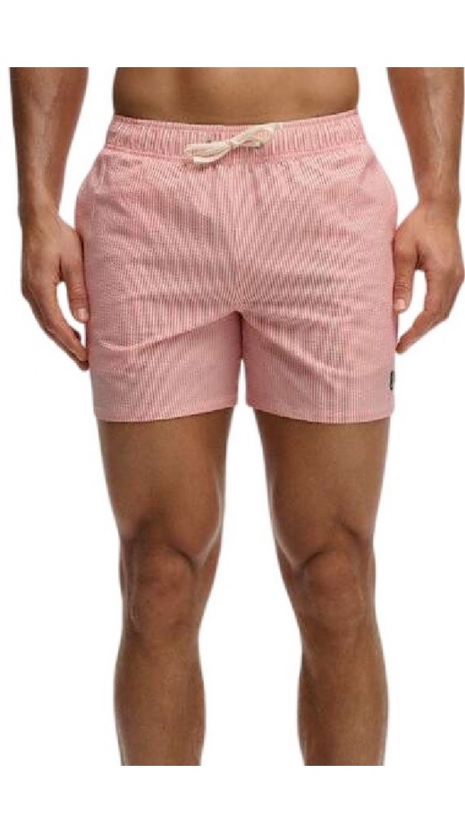 SUPERDRY D4 STUD SEER SUCKER 15 SWIM SHORT ΜΑΓΙΟ ΑΝΔΡΙΚΟ RED