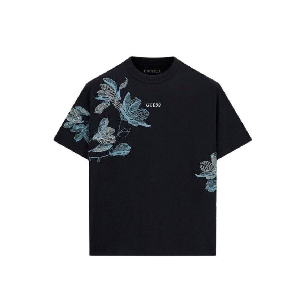 GUESS CN BOTANICAL TEE T-SHIRT  ΜΠΛΟΥΖΑ ΓΥΝΑΙΚΕΙΑ BLACK