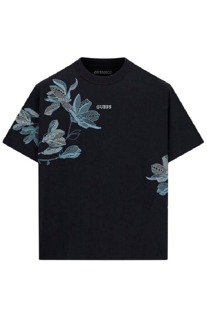 GUESS CN BOTANICAL TEE T-SHIRT  ΜΠΛΟΥΖΑ ΓΥΝΑΙΚΕΙΑ BLACK