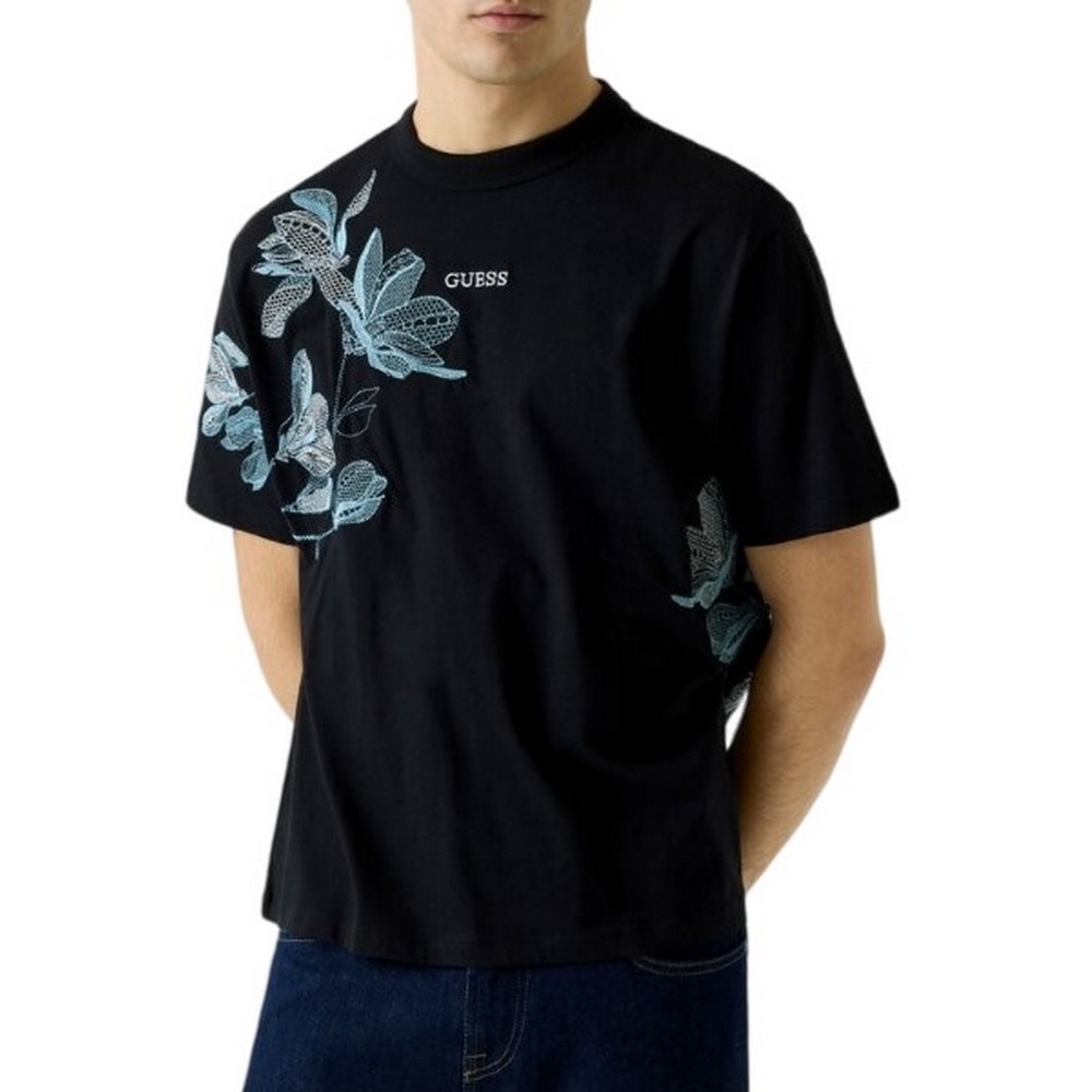 GUESS CN BOTANICAL TEE T-SHIRT  ΜΠΛΟΥΖΑ ΓΥΝΑΙΚΕΙΑ BLACK