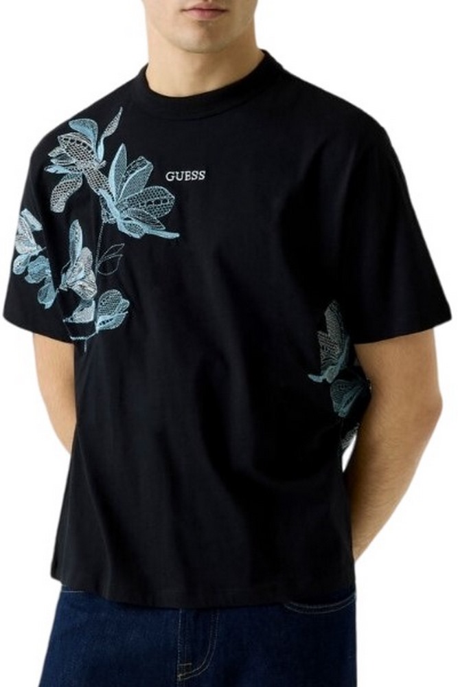 GUESS CN BOTANICAL TEE T-SHIRT  ΜΠΛΟΥΖΑ ΓΥΝΑΙΚΕΙΑ BLACK