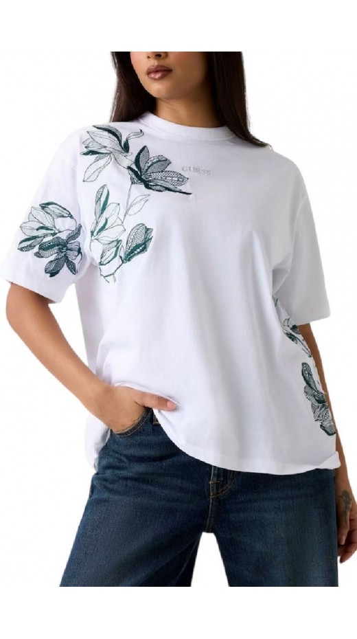 GUESS CN BOTANICAL TEE T-SHIRT  ΜΠΛΟΥΖΑ ΓΥΝΑΙΚΕΙΑ WHITE