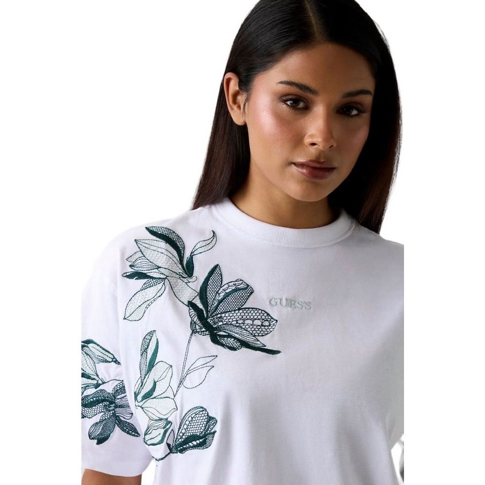 GUESS CN BOTANICAL TEE T-SHIRT  ΜΠΛΟΥΖΑ ΓΥΝΑΙΚΕΙΑ WHITE