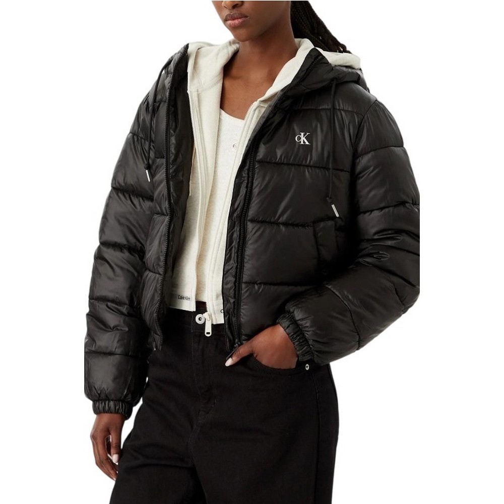CALVIN KLEIN JEANS SHORT LOGO PUFFER JACKET ΜΠΟΥΦΑΝ ΓΥΝΑΙΚΕΙΟ BLACK