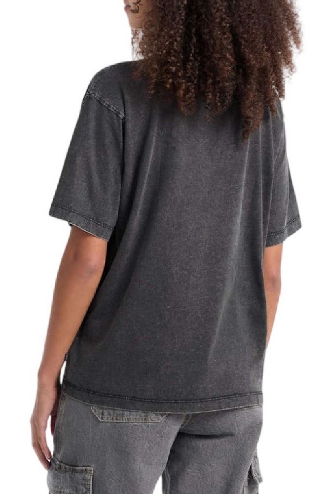 GUESS JEANS CN SS OS EMB SCRIPT TEE T-SHIRT ΜΠΛΟΥΖΑ ΓΥΝΑΙΚΕΙΑ BLACK