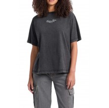 GUESS JEANS CN SS OS EMB SCRIPT TEE T-SHIRT ΜΠΛΟΥΖΑ ΓΥΝΑΙΚΕΙΑ BLACK