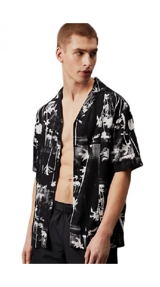 CALVIN KLEIN RESORT SHIRT-PRINT ΠΟΥΚΑΜΙΣΟ ΑΝΔΡΙΚΟ BLACK/WHITE