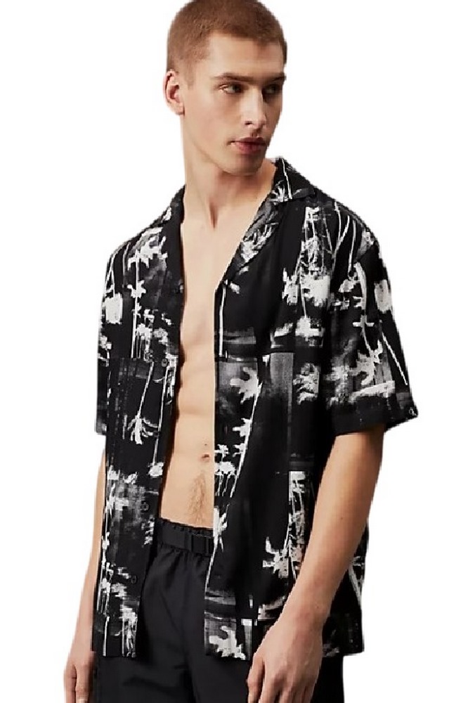 CALVIN KLEIN RESORT SHIRT-PRINT ΠΟΥΚΑΜΙΣΟ ΑΝΔΡΙΚΟ BLACK/WHITE