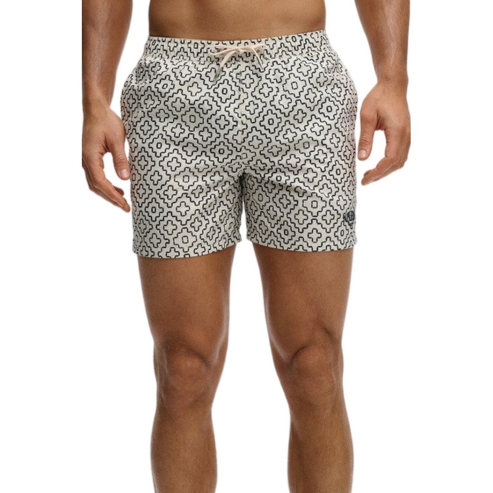 SUPERDRY D3 STUD PREMIUM PRINTED 15 SWIM SHORT ΜΑΓΙΟ ΑΝΔΡΙΚΟ OFF WHITE