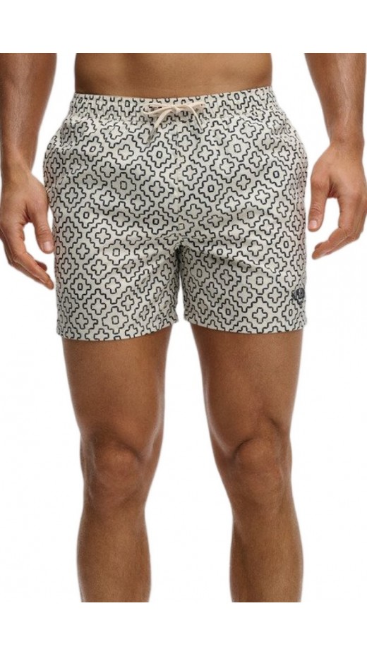 SUPERDRY D3 STUD PREMIUM PRINTED 15 SWIM SHORT ΜΑΓΙΟ ΑΝΔΡΙΚΟ OFF WHITE