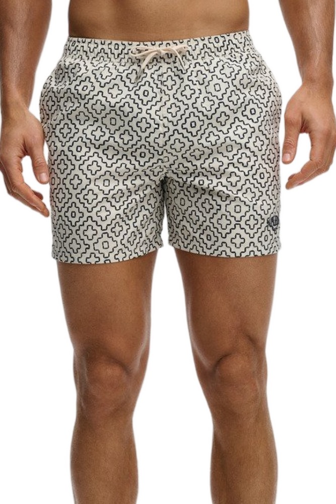 SUPERDRY D3 STUD PREMIUM PRINTED 15 SWIM SHORT ΜΑΓΙΟ ΑΝΔΡΙΚΟ OFF WHITE