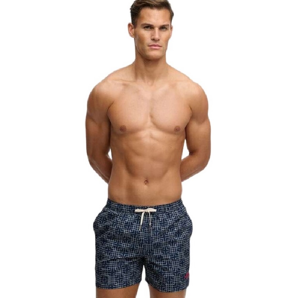SUPERDRY D3 STUD PREMIUM PRINTED 15 SWIM SHORT ΜΑΓΙΟ ΑΝΔΡΙΚΟ NAVY