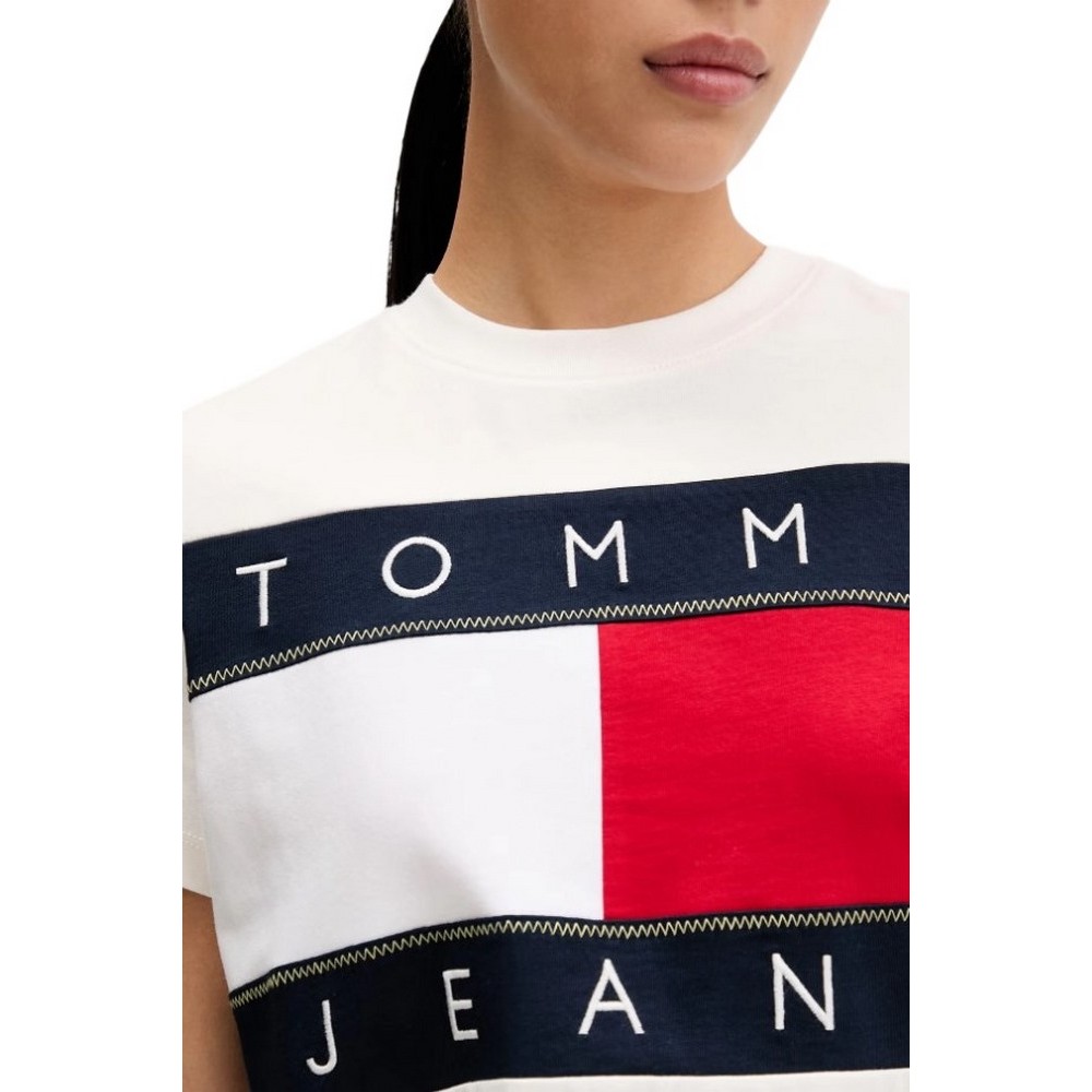 TOMMY JEANS REG FLAG EXT T-SHIRT ΜΠΛΟΥΖΑ ΓΥΝΑΙΚΕΙΑ OFF WHITE