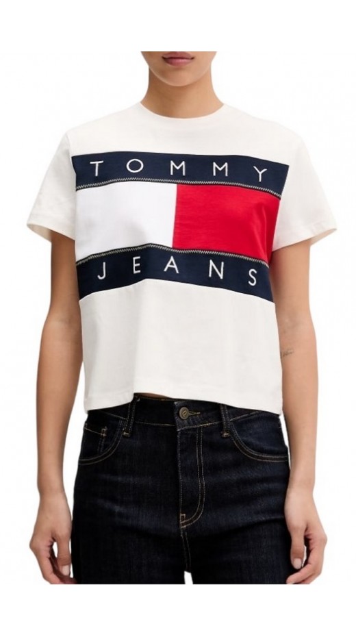 TOMMY JEANS REG FLAG EXT T-SHIRT ΜΠΛΟΥΖΑ ΓΥΝΑΙΚΕΙΑ OFF WHITE