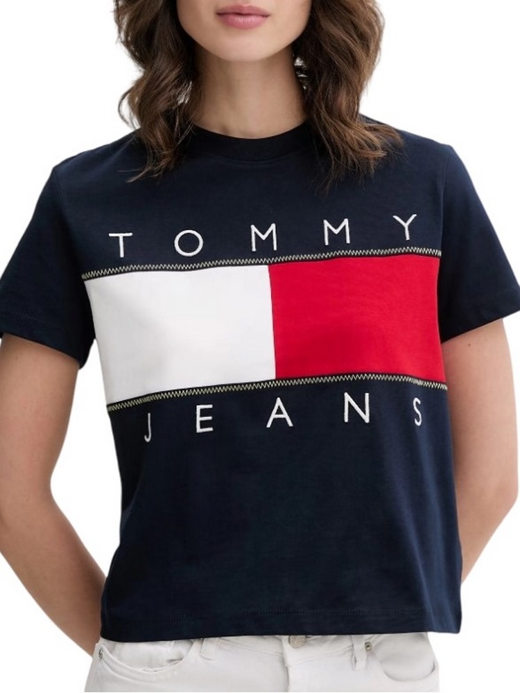 TOMMY JEANS REG FLAG EXT T-SHIRT ΜΠΛΟΥΖΑ ΓΥΝΑΙΚΕΙΑ NAVY