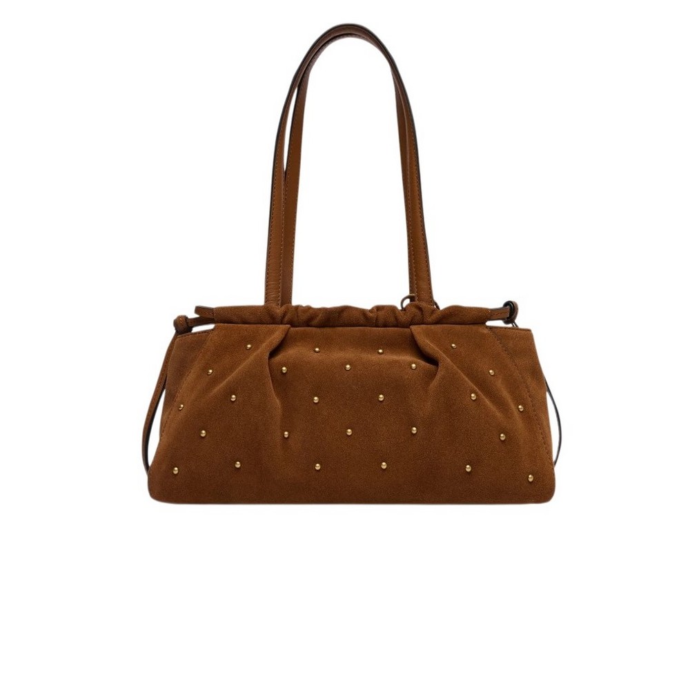 TOMMY HILFIGER SOFT LEATHER SHOULD SUE STUDS ΤΣΑΝΤΑ ΓΥΝΑΙΚΕΙΑ BROWN