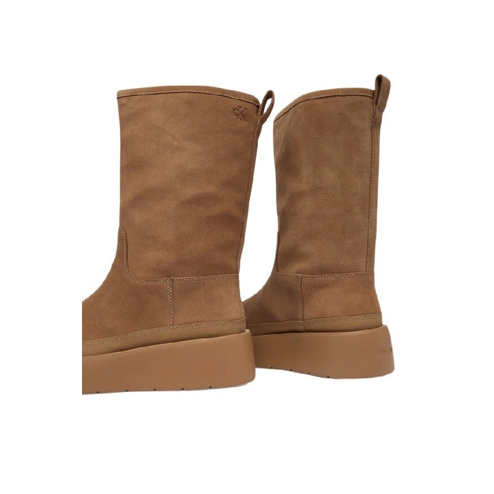 CALVIN KLEIN FLATFORM MID BOOT SUEDE WL ΠΑΠΟΥΤΣΙ ΓΥΝΑΙΚΕΙΟ LATTE