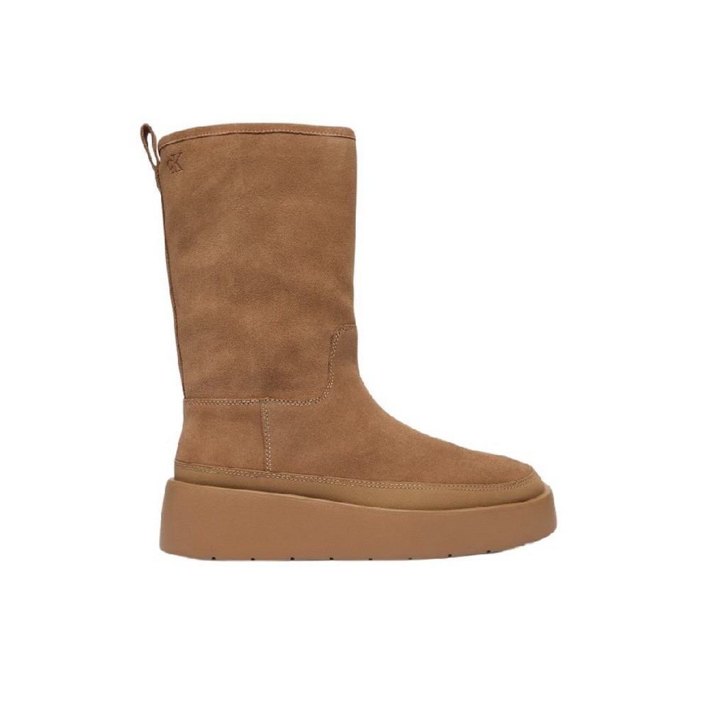 CALVIN KLEIN FLATFORM MID BOOT SUEDE WL ΠΑΠΟΥΤΣΙ ΓΥΝΑΙΚΕΙΟ LATTE