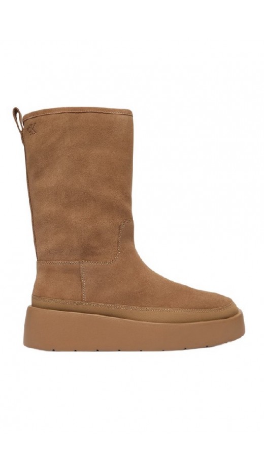 CALVIN KLEIN FLATFORM MID BOOT SUEDE WL ΠΑΠΟΥΤΣΙ ΓΥΝΑΙΚΕΙΟ LATTE