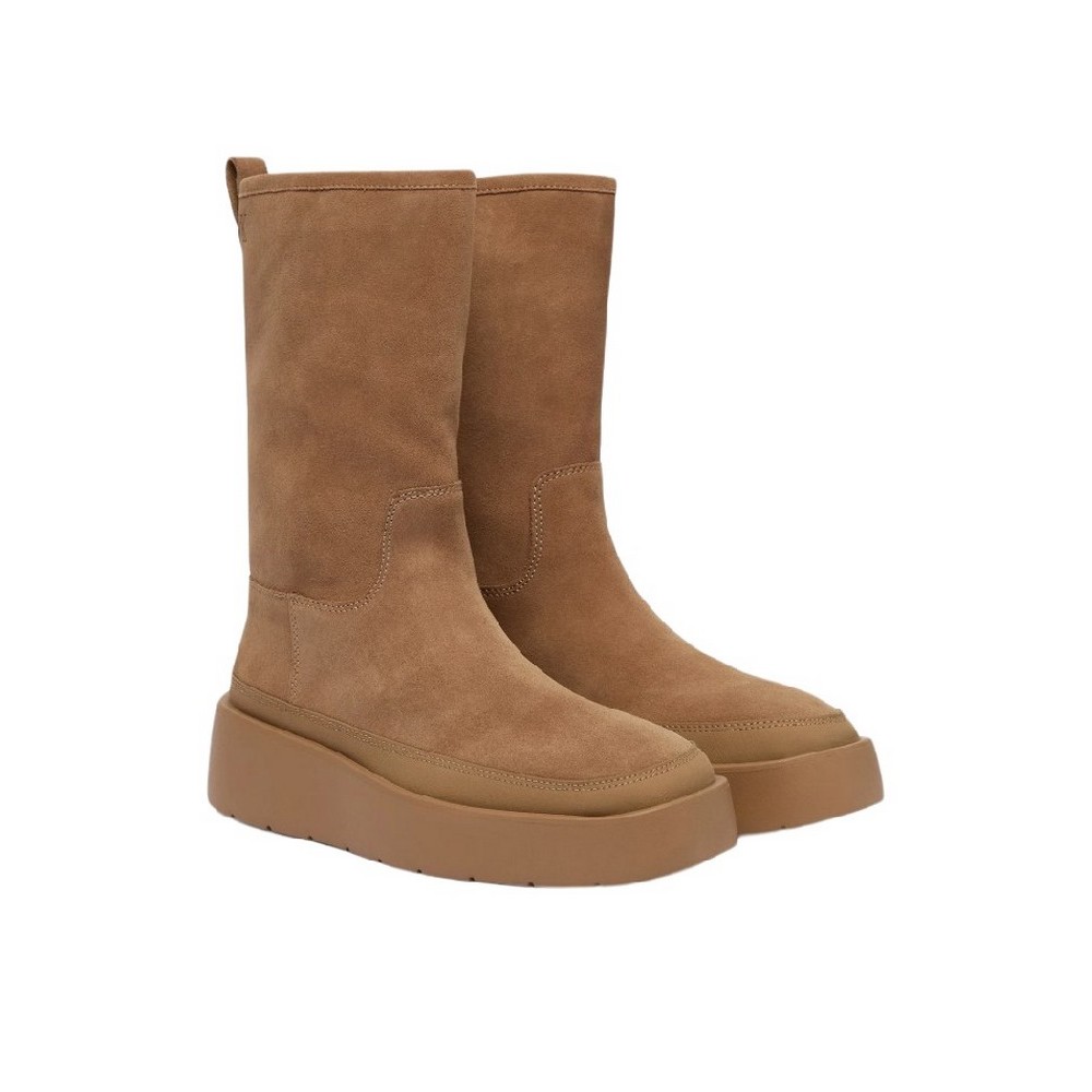 CALVIN KLEIN FLATFORM MID BOOT SUEDE WL ΠΑΠΟΥΤΣΙ ΓΥΝΑΙΚΕΙΟ LATTE
