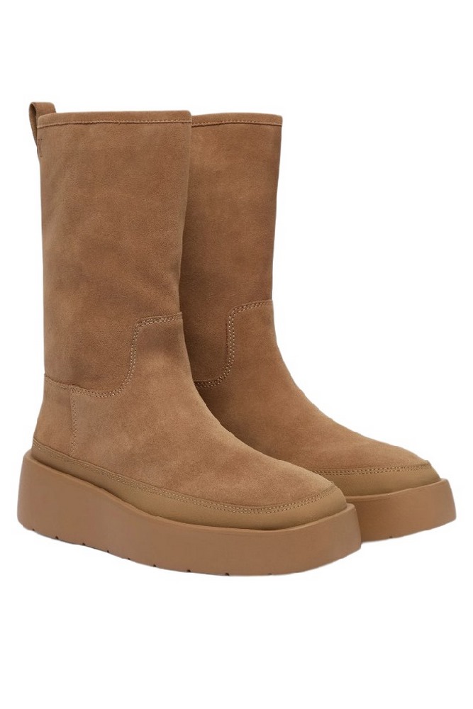 CALVIN KLEIN FLATFORM MID BOOT SUEDE WL ΠΑΠΟΥΤΣΙ ΓΥΝΑΙΚΕΙΟ LATTE