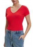TOMMY JEANS SLIM ESSENTIAL RIB V SS T-SHIRT ΜΠΛΟΥΖΑ ΓΥΝΑΙΚΕΙΑ RED