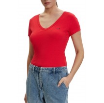 TOMMY JEANS SLIM ESSENTIAL RIB V SS T-SHIRT ΜΠΛΟΥΖΑ ΓΥΝΑΙΚΕΙΑ RED