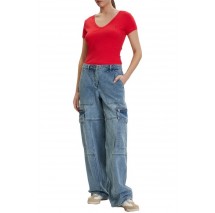 TOMMY JEANS SLIM ESSENTIAL RIB V SS T-SHIRT ΜΠΛΟΥΖΑ ΓΥΝΑΙΚΕΙΑ RED