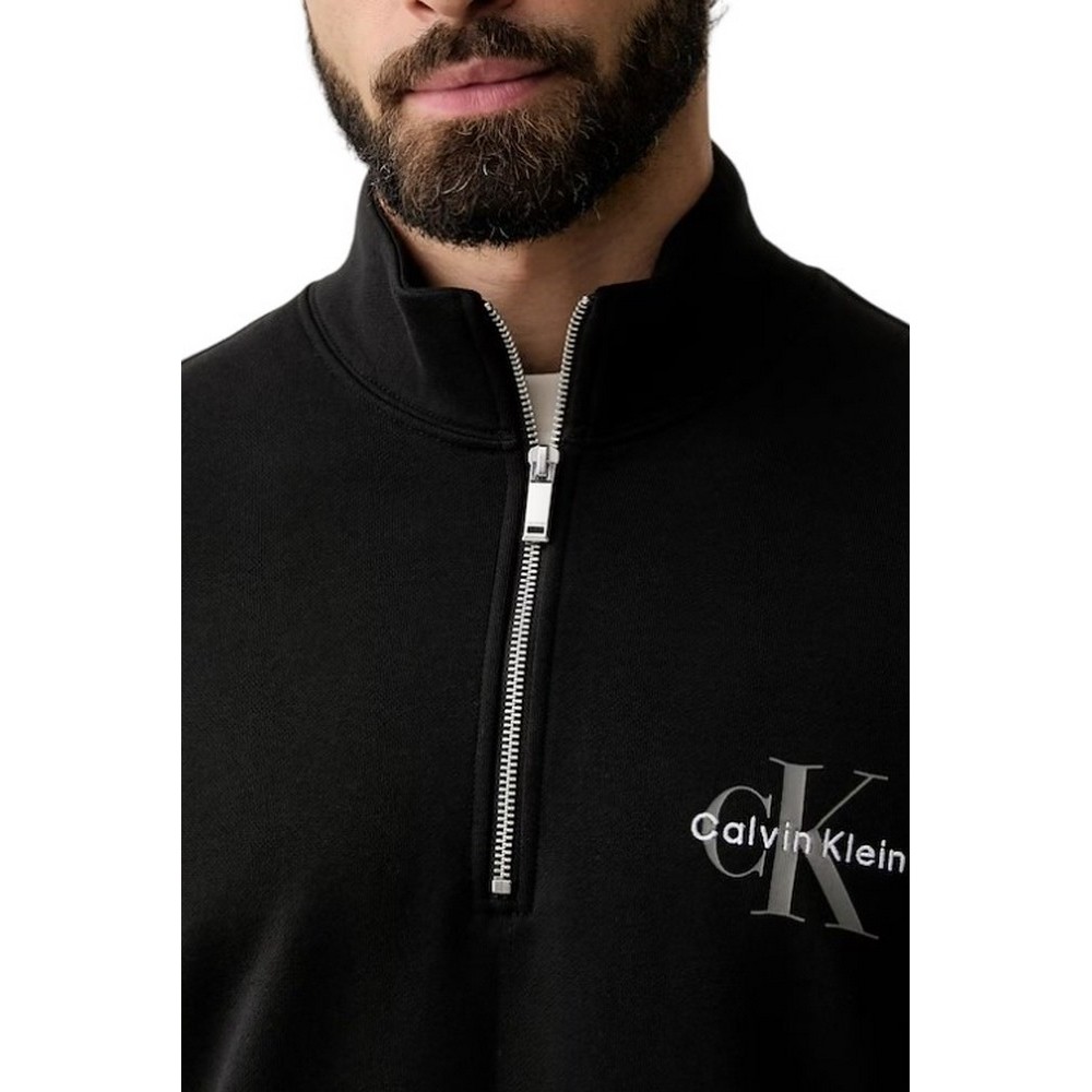 CALVIN KLEIN 350TERRY MCRO MNLG QTR ZIP ΦΟΥΤΕΡ ΜΠΛΟΥΖΑ ΑΝΔΡΙΚΗ BLACK