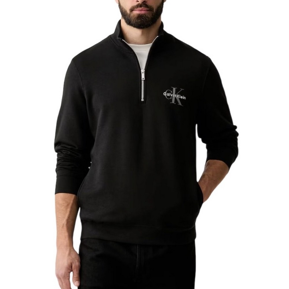 CALVIN KLEIN 350TERRY MCRO MNLG QTR ZIP ΦΟΥΤΕΡ ΜΠΛΟΥΖΑ ΑΝΔΡΙΚΗ BLACK