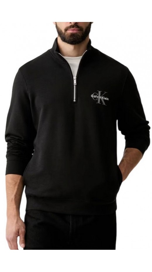 CALVIN KLEIN 350TERRY MCRO MNLG QTR ZIP ΦΟΥΤΕΡ ΜΠΛΟΥΖΑ ΑΝΔΡΙΚΗ BLACK