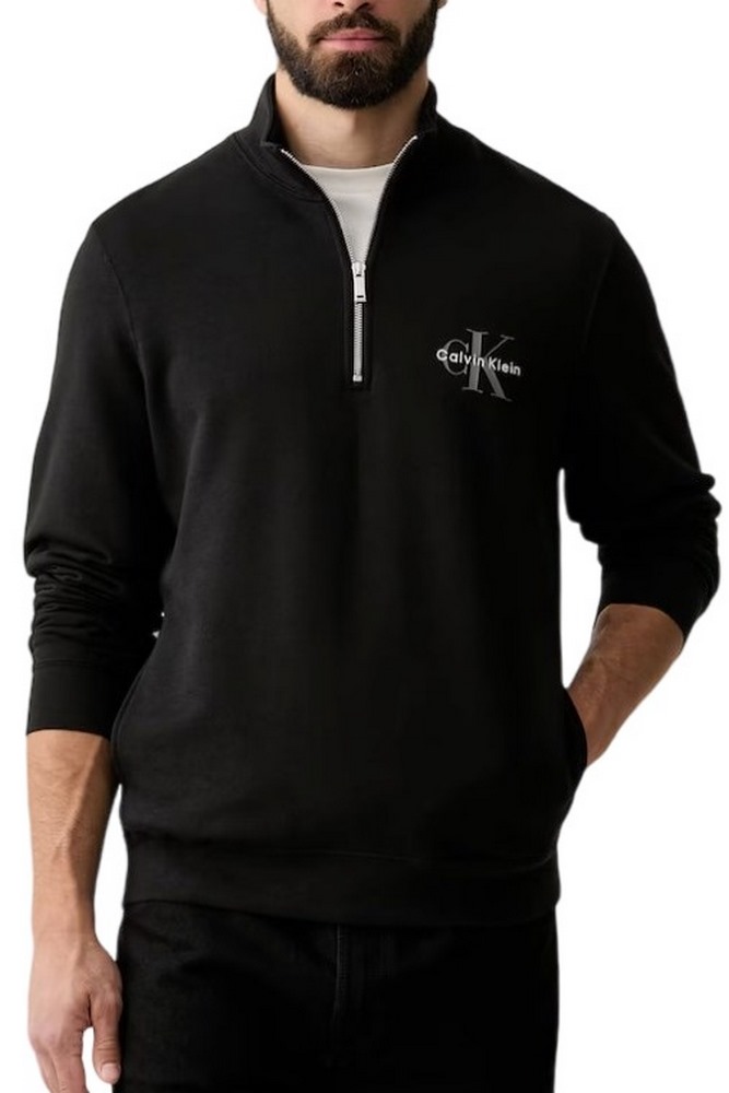 CALVIN KLEIN 350TERRY MCRO MNLG QTR ZIP ΦΟΥΤΕΡ ΜΠΛΟΥΖΑ ΑΝΔΡΙΚΗ BLACK
