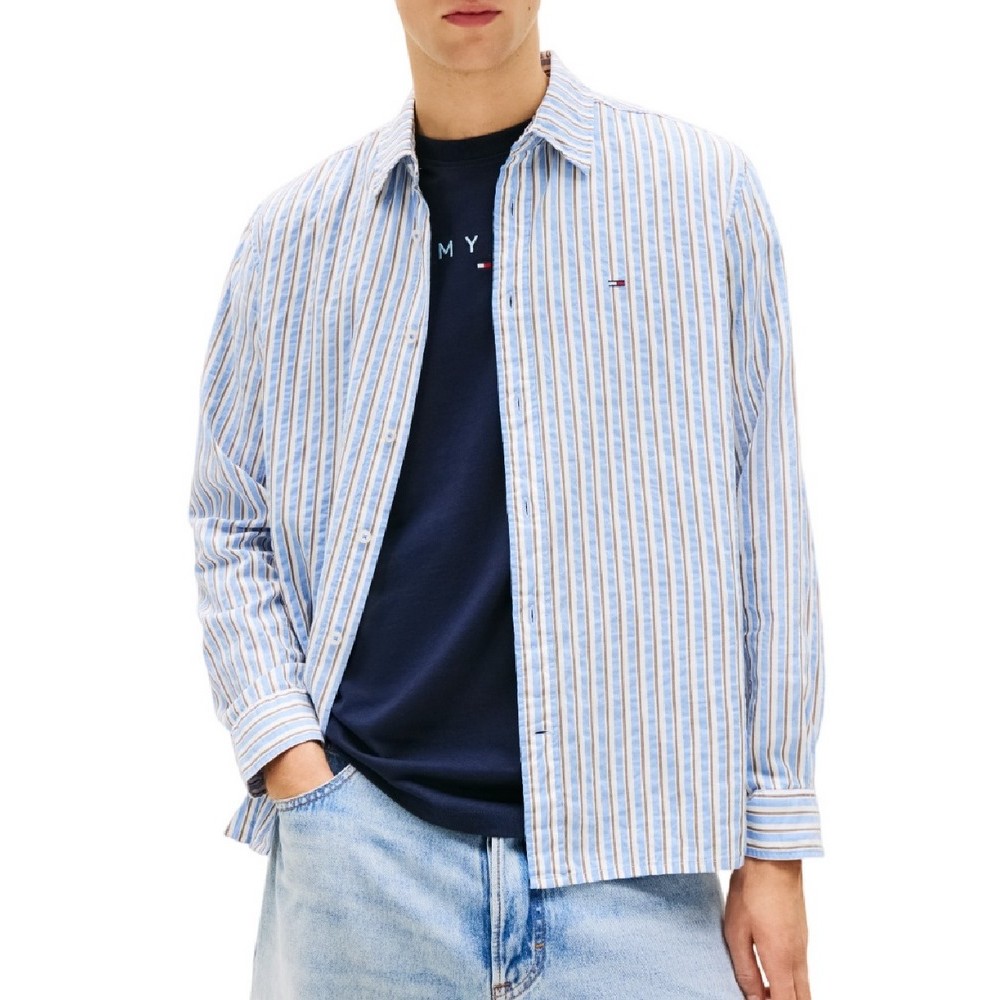 TOMMY JEANS RLX SEERSUCKER STRIPE SHIRT ΠΟΥΚΑΜΙΣΟ ΑΝΔΡΙΚΟ CIEL