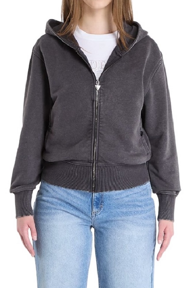 GUESS HOODED CALIFORNIA SWEATSHIRT ΖΑΚΕΤΑ ΦΟΥΤΕΡ ΓΥΝΑΙΚΕΙΑ WASHED BLACK