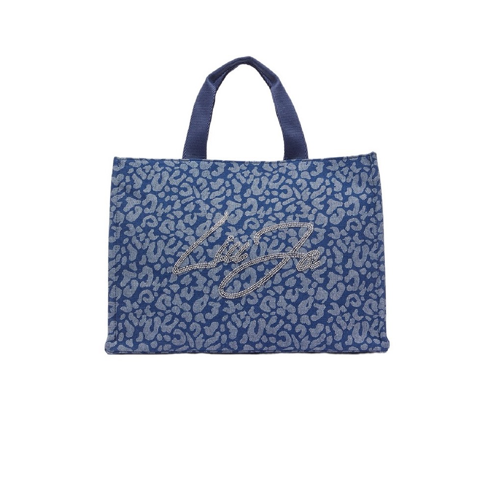 LIU JO SOFT TOTE DENIM ANIMALIER ΤΣΑΝΤΑ ΓΥΝΑΙΚΕΙΑ BLUΕ DENIM