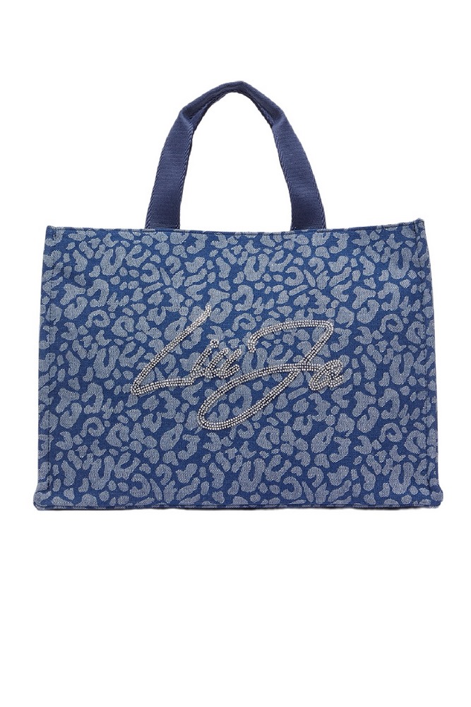 LIU JO SOFT TOTE DENIM ANIMALIER ΤΣΑΝΤΑ ΓΥΝΑΙΚΕΙΑ BLUΕ DENIM