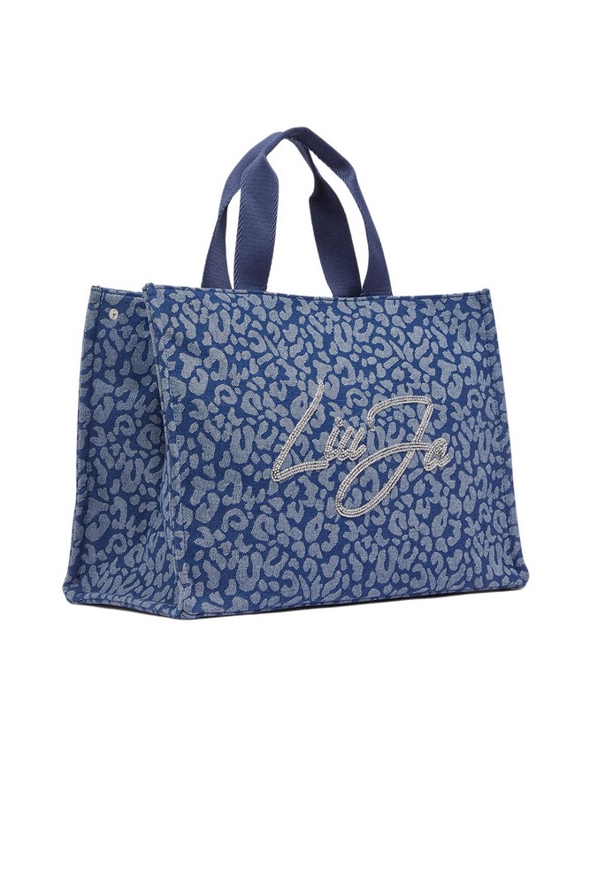 LIU JO SOFT TOTE DENIM ANIMALIER ΤΣΑΝΤΑ ΓΥΝΑΙΚΕΙΑ BLUΕ DENIM