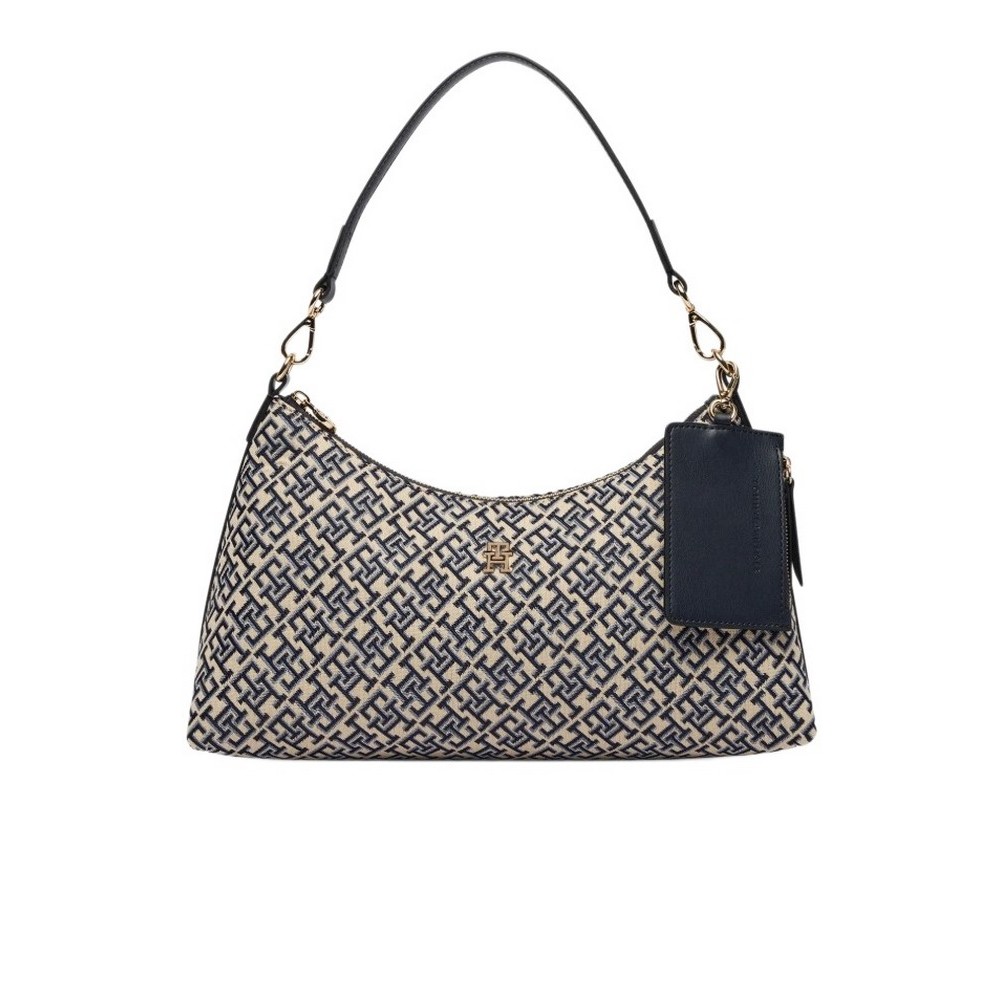 TOMMY HILFIGER ICON SHOULDER BAG JACQUARD ΤΣΑΝΤΑ ΓΥΝΑΙΚΕΙΑ NAVY/ECRU