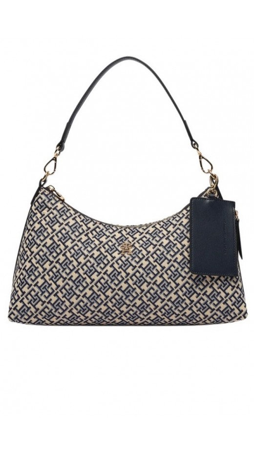 TOMMY HILFIGER ICON SHOULDER BAG JACQUARD ΤΣΑΝΤΑ ΓΥΝΑΙΚΕΙΑ NAVY/ECRU